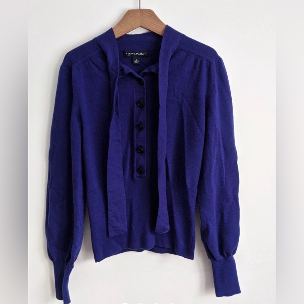 Banana Republic Extra Fine Merino Wool Blend Sweater in Royal Blue/Purple